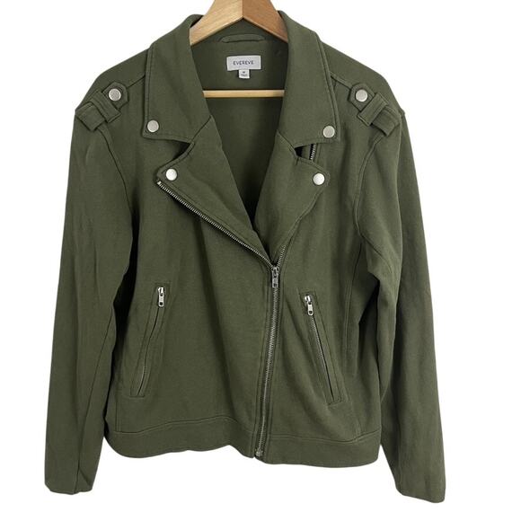 Evereve Women's French Terry Oversized Moto Jacket Size Medium - Picture 1 of 10